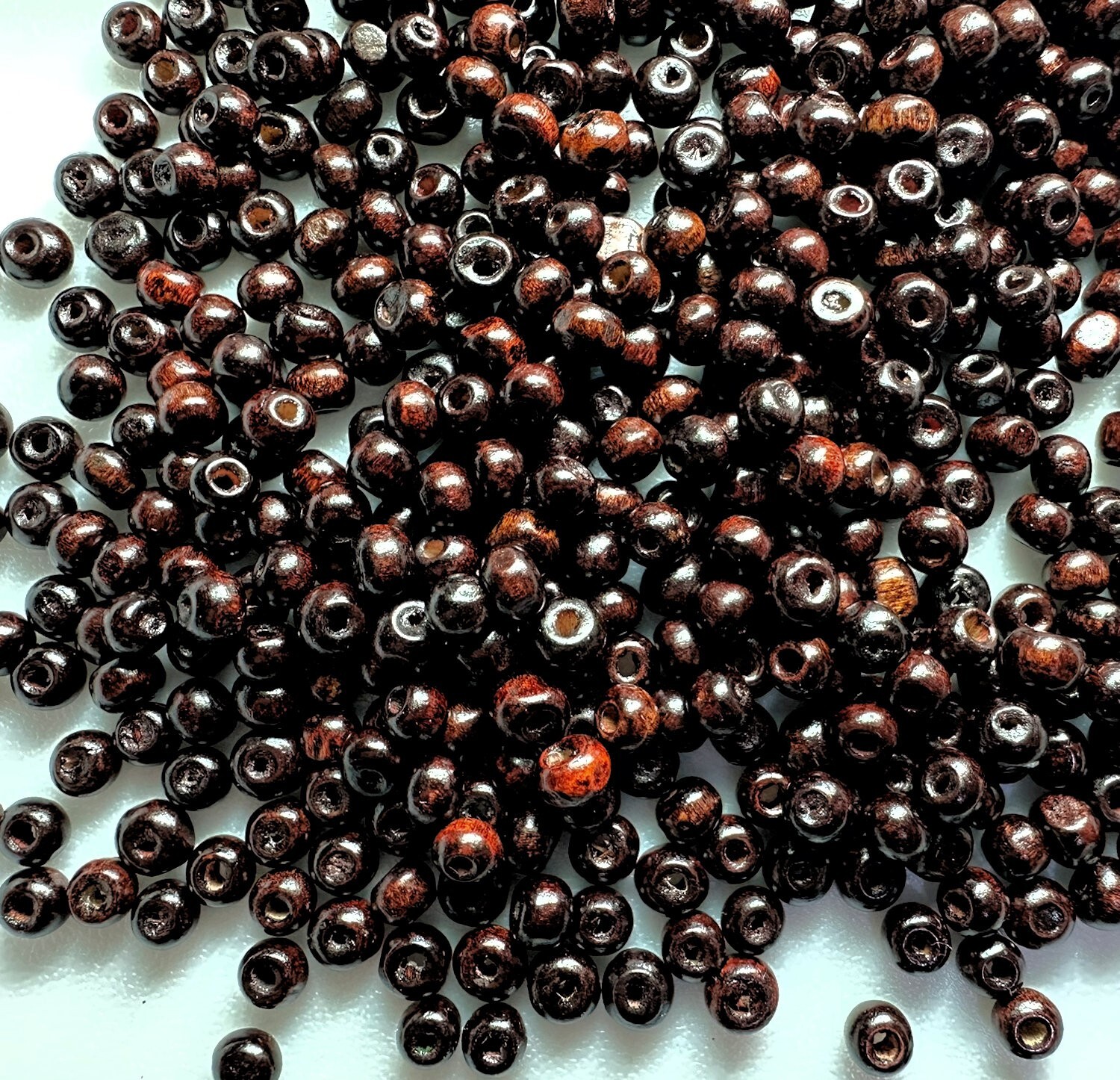 Bead, Wood, 450-500 Dark Brown Hand Cut 6x5mm Round Wood Beads 1.5-2.1mm Hole