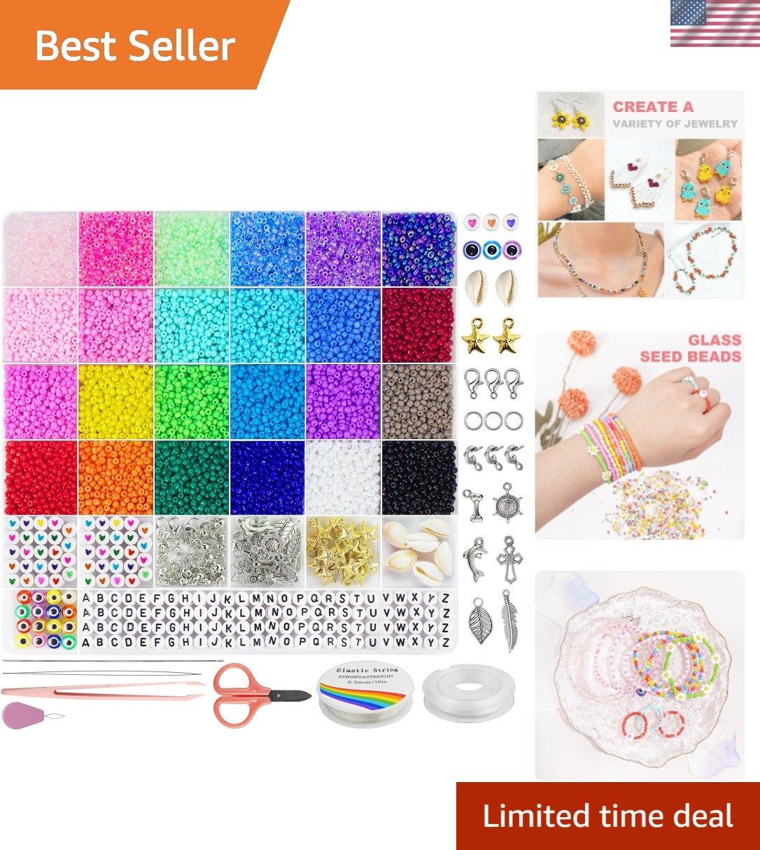 8000pcs 3mm Glass Seed Beads for Bracelet Making Kit, Small Beads Friendship …