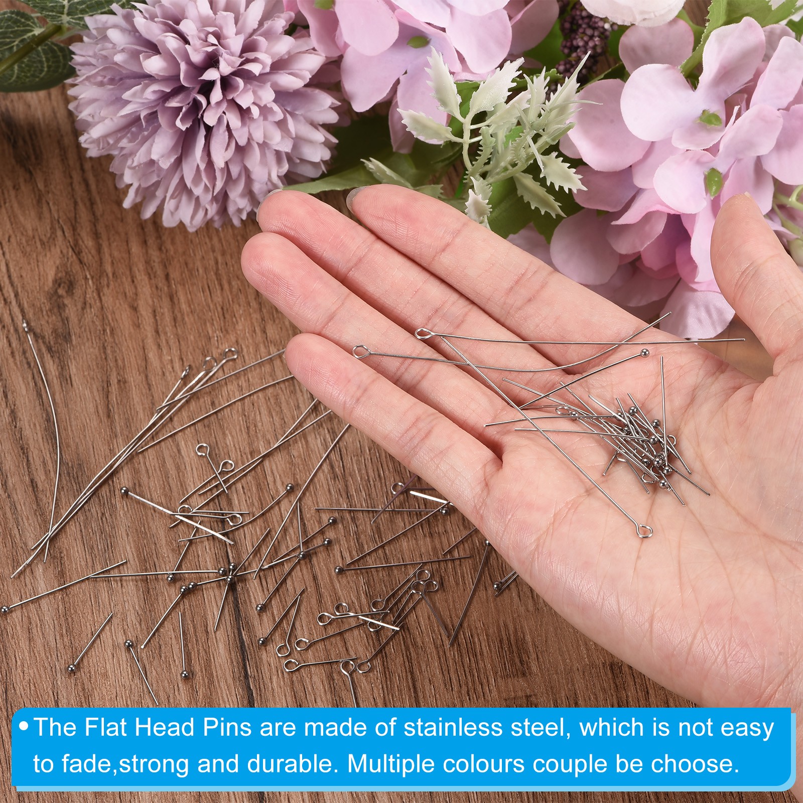 600 Pcs Flat Head Pins for Jewelry Making 20mm Stainless Steel 22 Gauge Silver