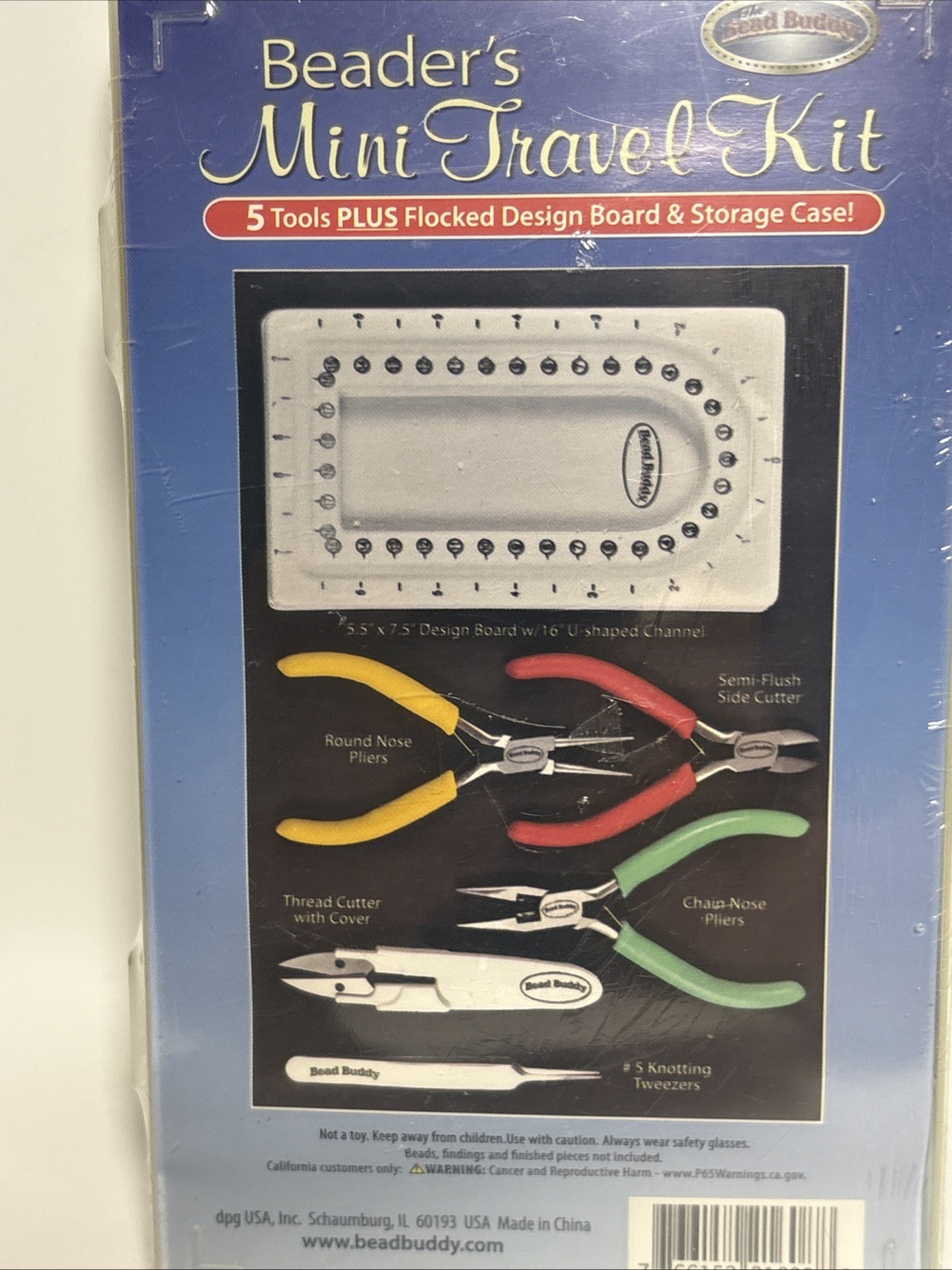 Bead Buddy Beaders Mini Travel Kit 5 Tools Design Board Case