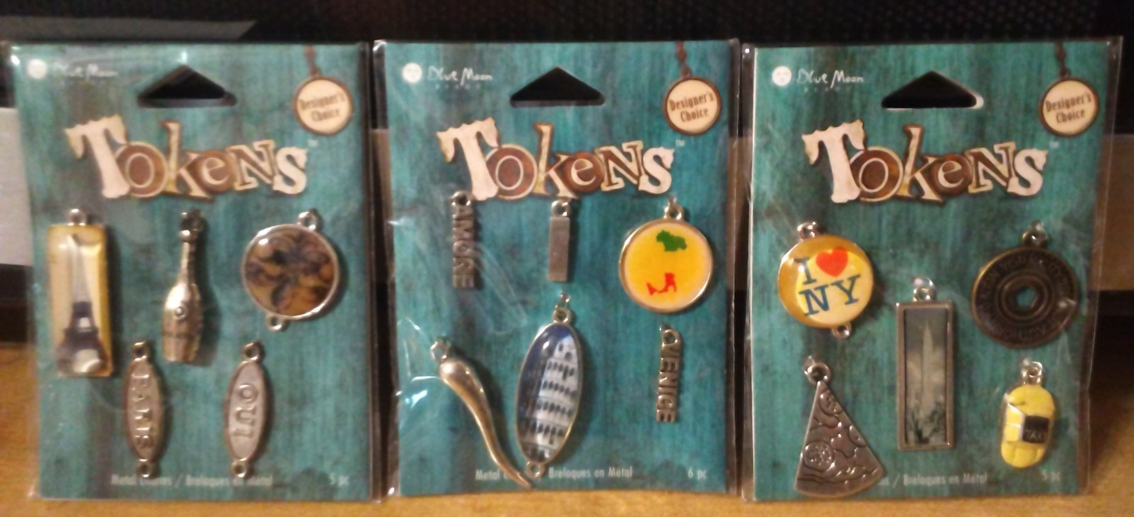 NEW 15 Charm LOT 3 Packs Token Pendant Jewelry Necklace Bracelet BLUE MOON Metal