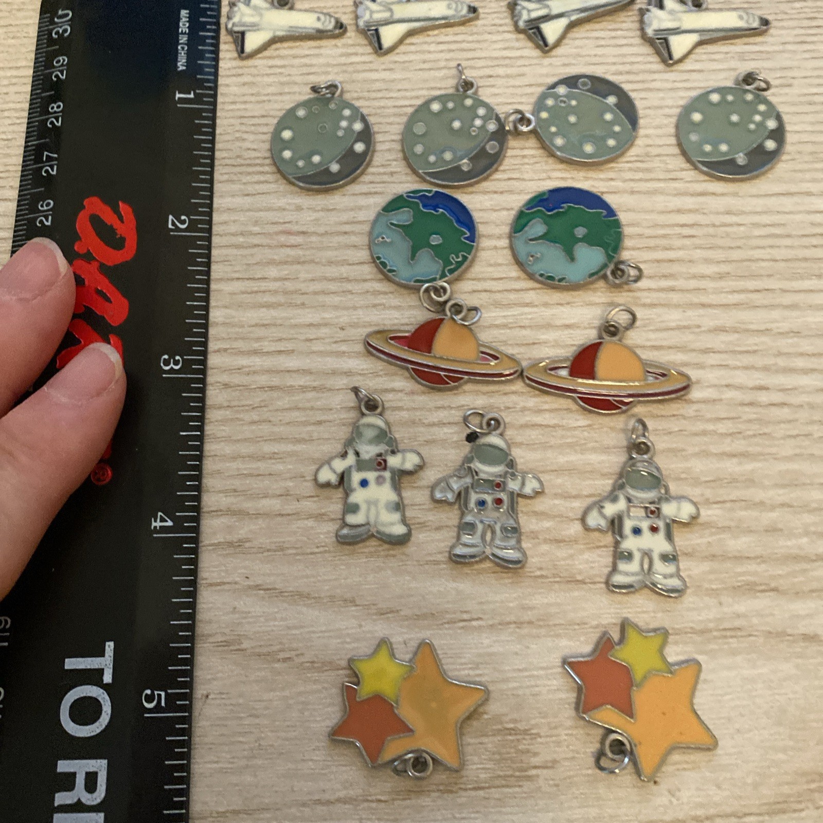 Space Charms Set Of 17! Space Shuttle Moon Earth Stars Astronaut Saturn Unique