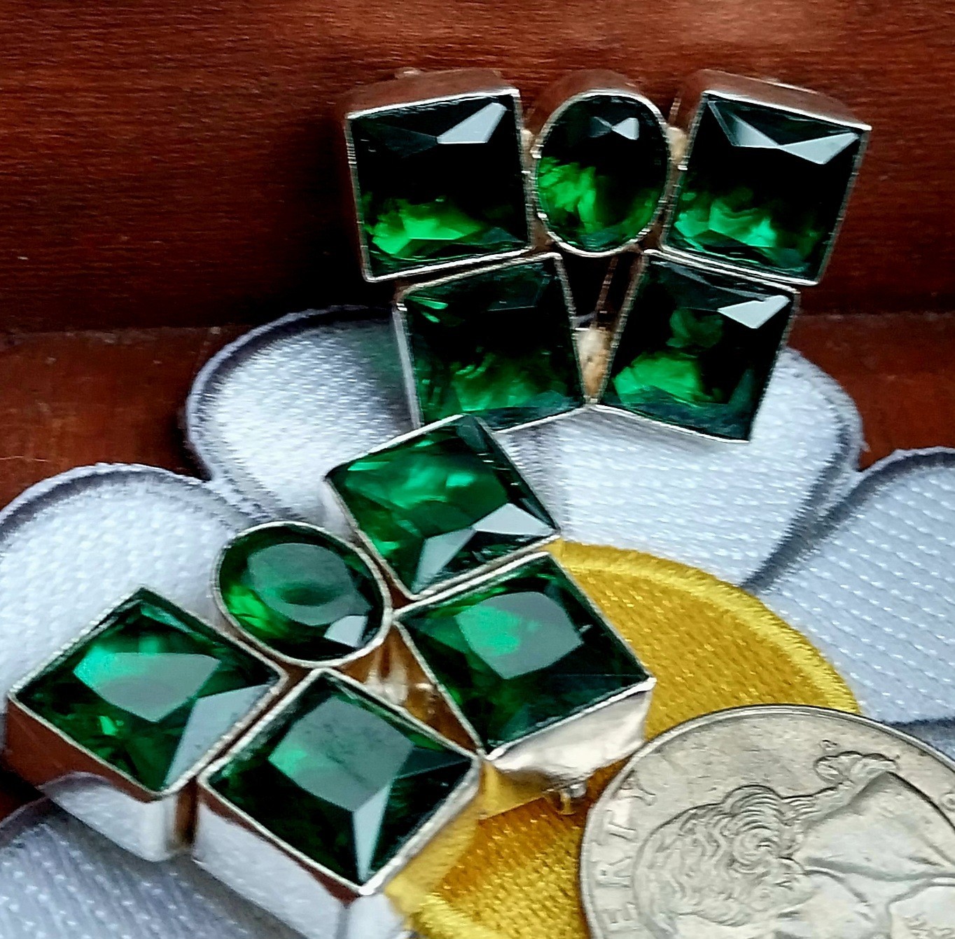 Chrome Diopside 925SS Large Connectors 4 Loop, 4 Stone or Use 2 Loops 28x26x8mm