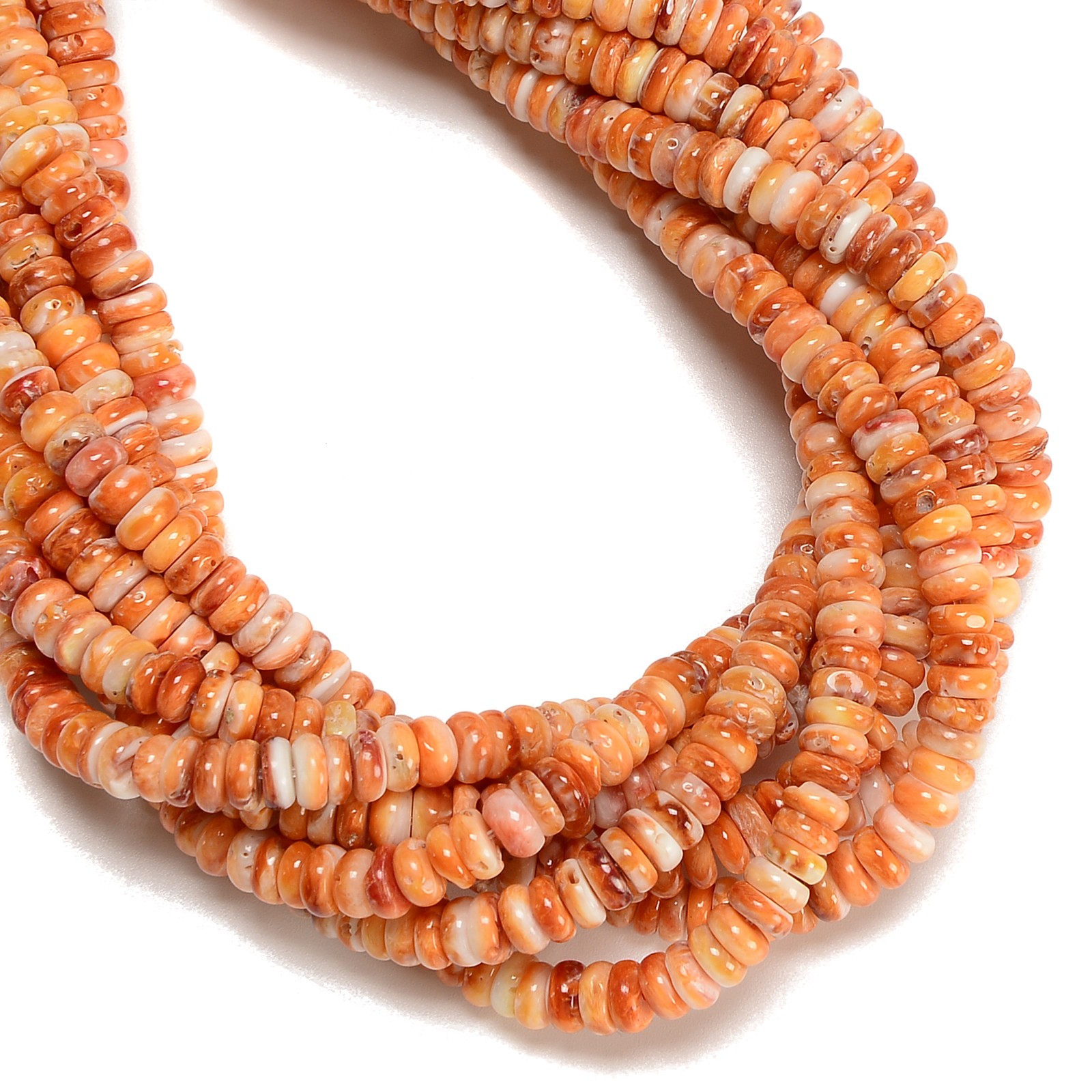 Natural Orange Spiny Oyster Smooth Rondelle Beads Size 3x6mm 16″ Strand