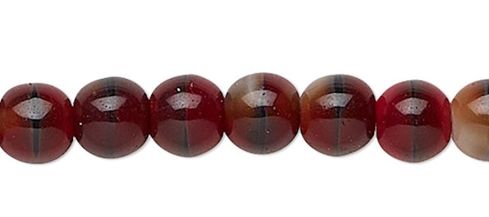 Czech Pressed Glass Opaque Red & Black 4mm Round Beads 0.8-1mm Hole 1 Std(100)