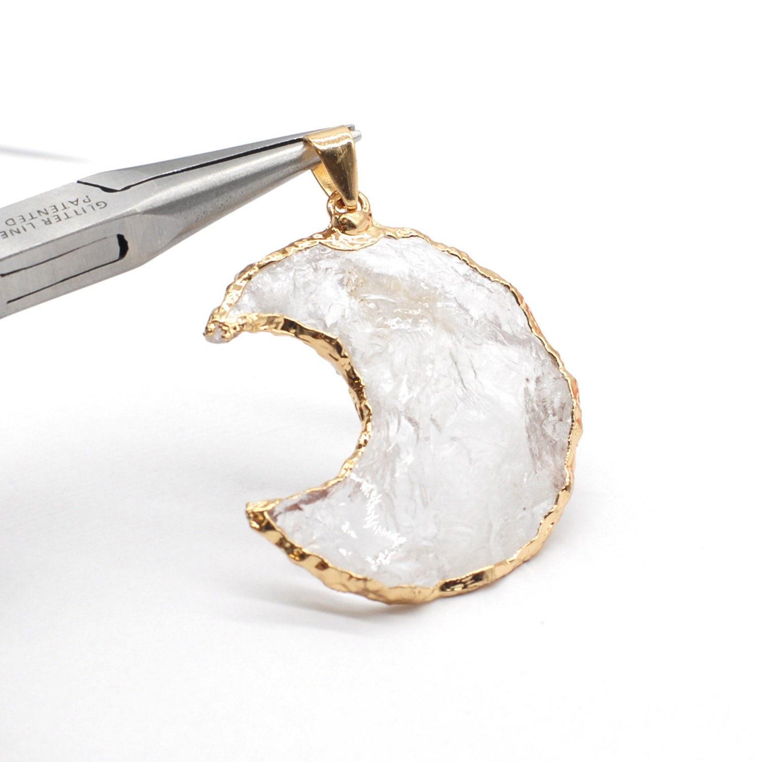 1PC Gold Plated Genuine Clear Crystal Crescent Moon Gemstone Pendant NBKS22 #3