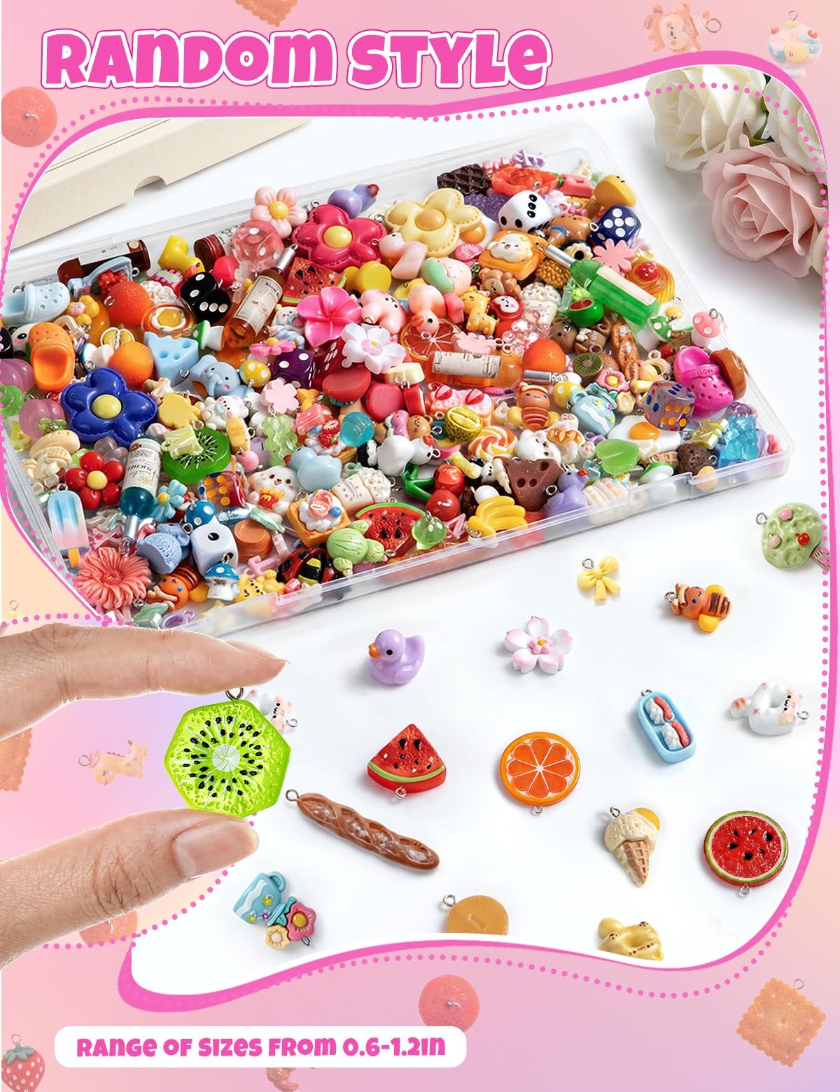 DIY Cute Resin Charms Mini Fruit Candy Animal Bracelet Keychain Jewelry Crafts