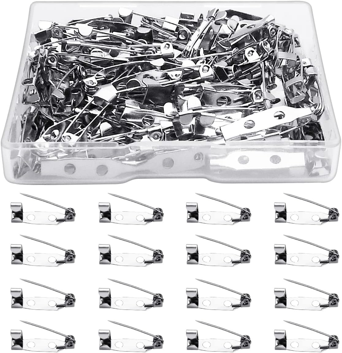 100 Pcs Bar Pins – Silver Brooch Clasp Pins for Badges, DIY Craft, Sewing, Baby