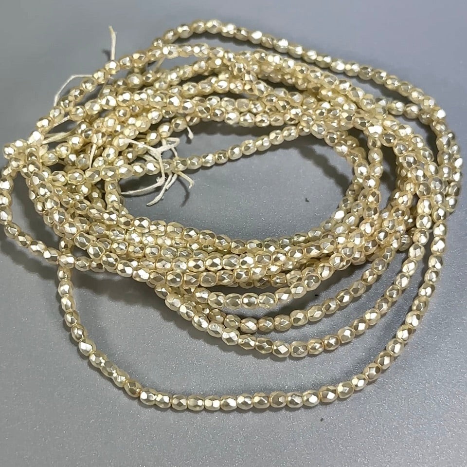 Off White Carmen Pearl Czech Fire Polished Round Faceted Glass Beads 3mm 150pcs