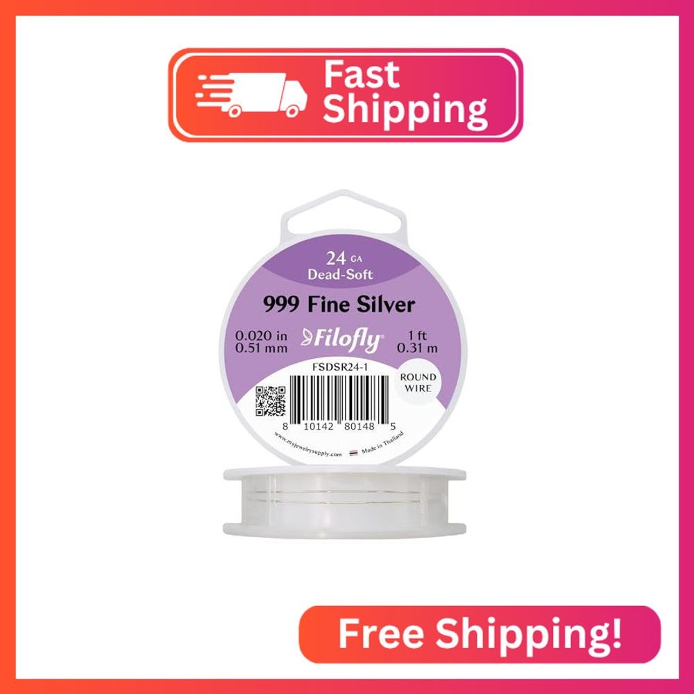 Filofly, 24 Gauge, 999 Fine Silver Wire, Dead Soft, Round, (1 FT)