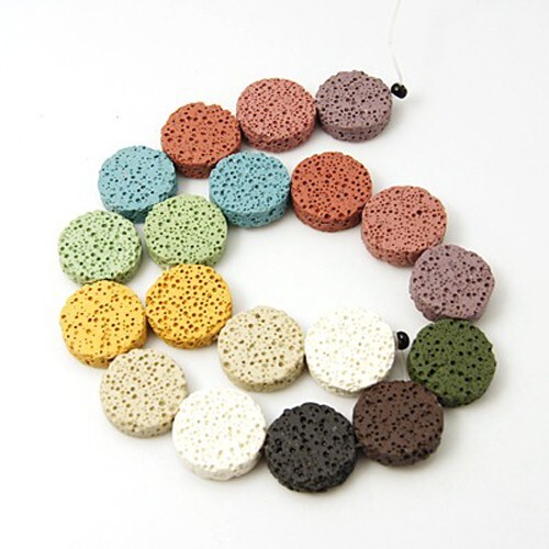 6 Lava Stone Beads Discs Aromatherapy Oil Diffuser Flat Backs Assorted Mix 20mm