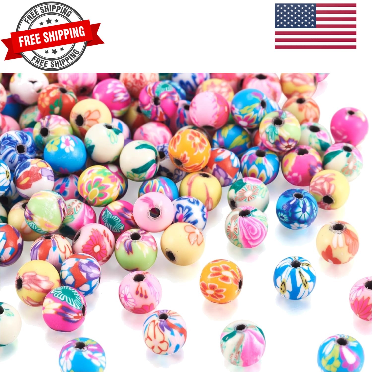 200pcs 0.3 Inch Assorted Colorful Polymer Clay Round Beads Bubblegum Ball Bea…
