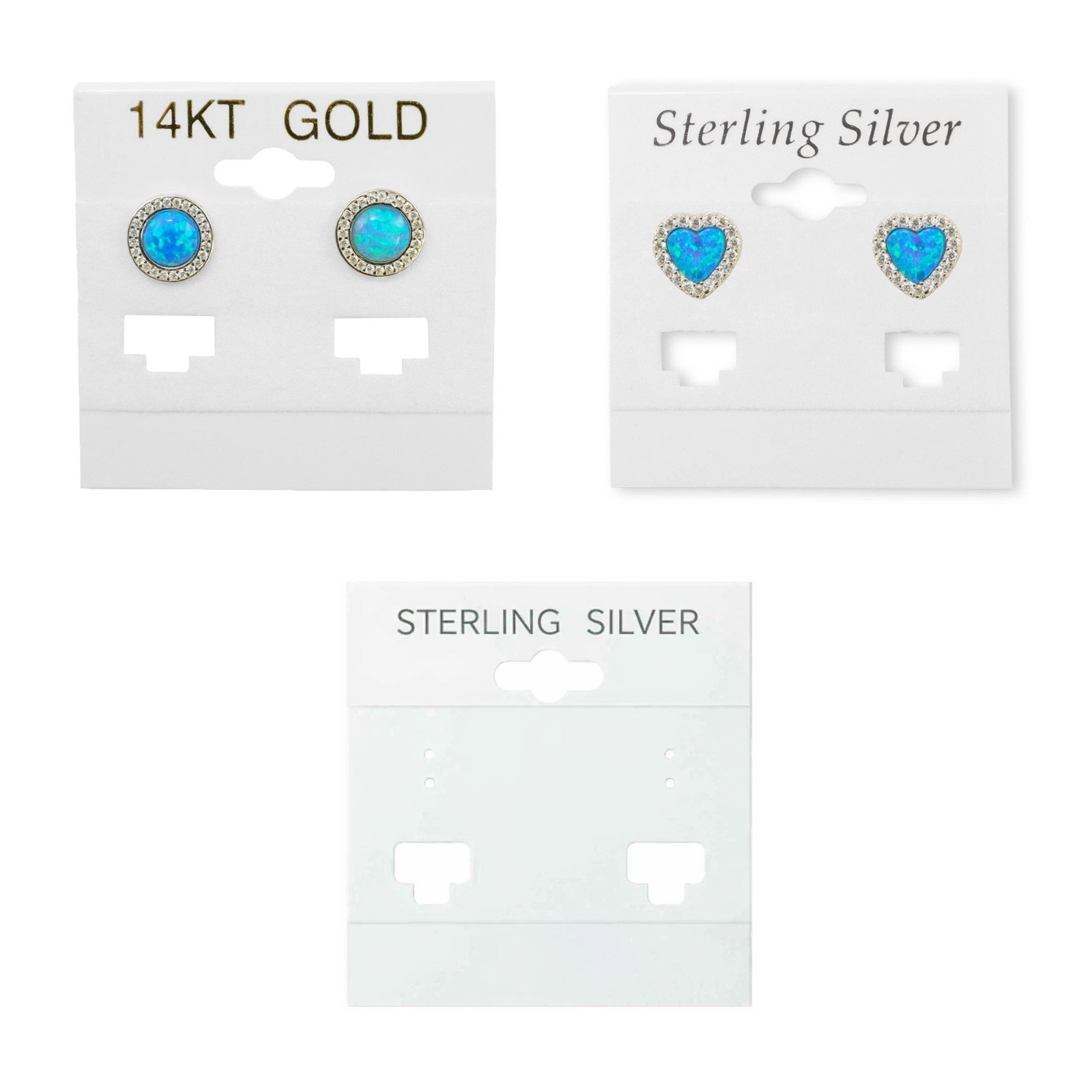 100 Pcs of White Hanging Earring Cards, Jewelry Display, Printed or Plain.