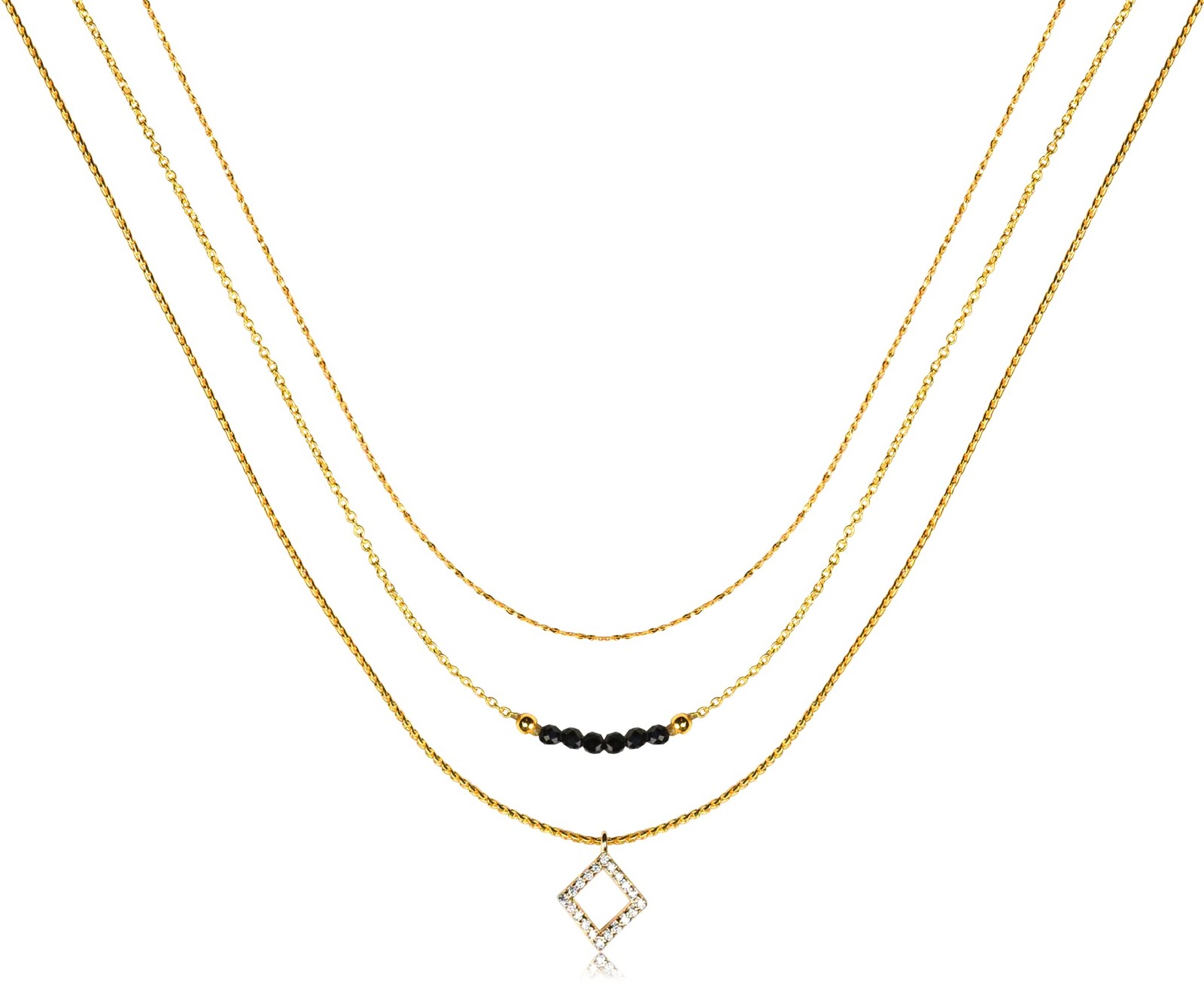 24k Gold Plated Layered Choker Necklace for Women – Dainty Pendant Stackabl – 07