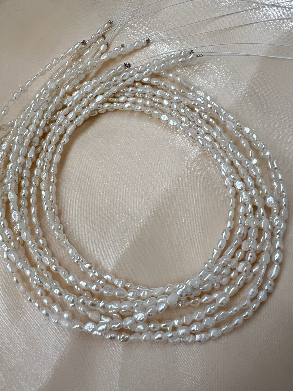 Natural White Fresh Water Pearl Baroque Rice Beads 3-3.5mm Approx. 15” Strand