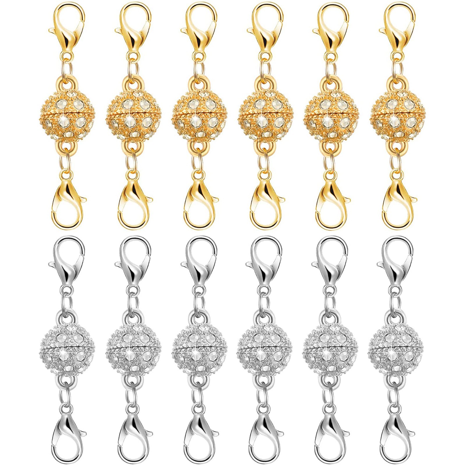 12Pcs Magnetic Clasps & Jewelry Extender Set, Gold/Silver Plated Stainless Stee