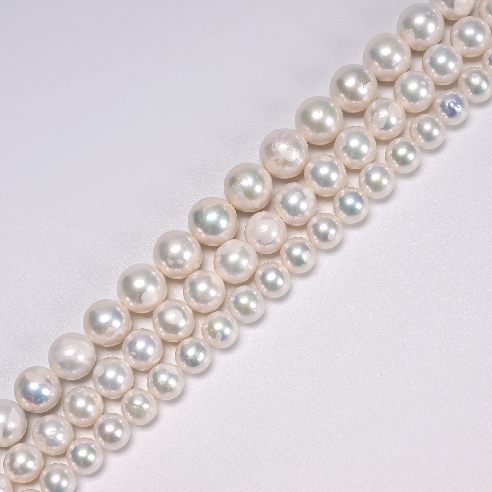 White Fresh Water Pearl Off Round Shape Beads 9-10mm 11-12mm 12-14mm 15.5” Strd