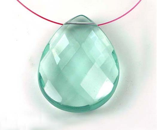 40mm Aqua Blue Glass Quartz Faceted Teardrop Pendant Bead