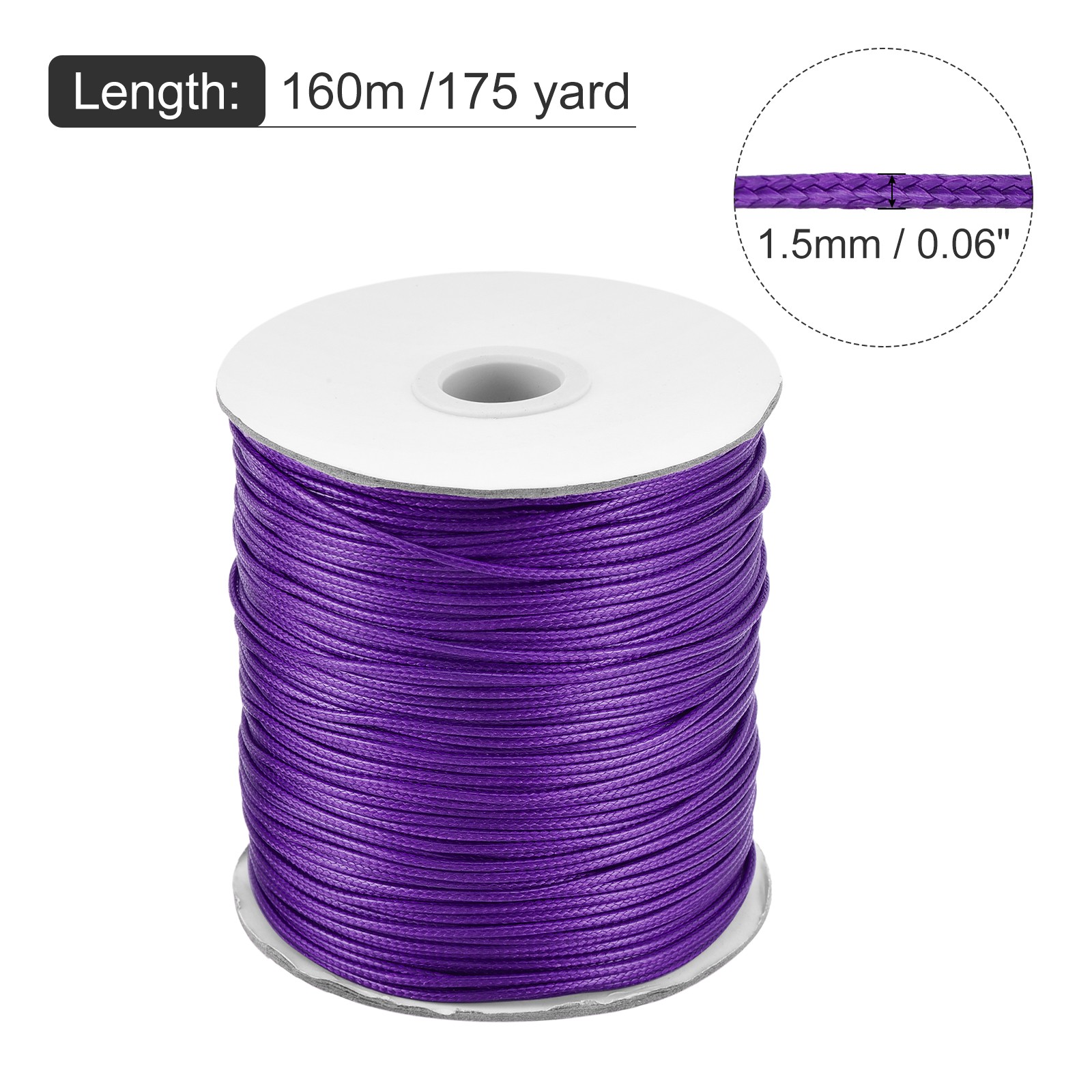 Dark Purple 1.5mm Waxed Cord 175 Yard Wax Bead Thread String for Jewelry Making