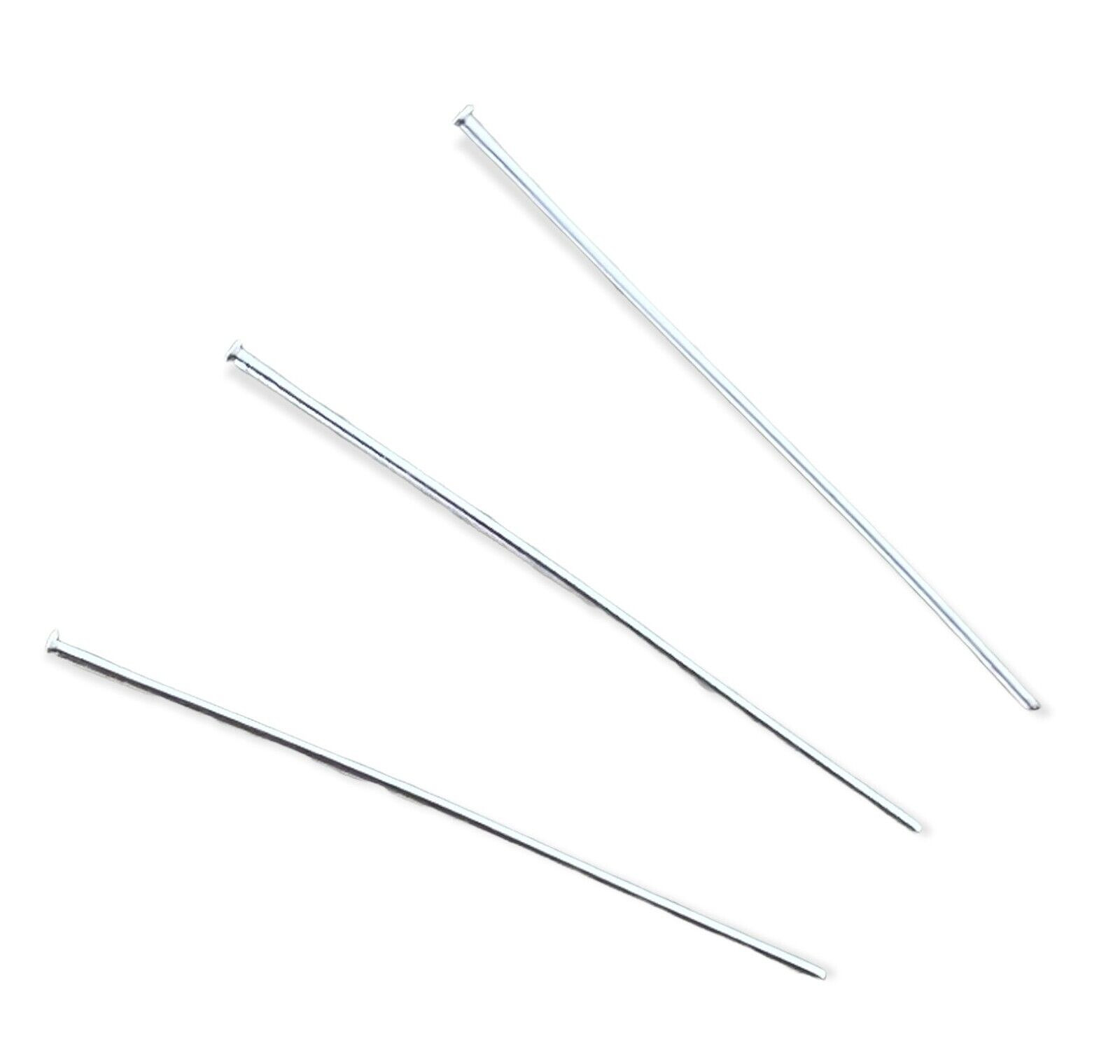 200 Silver 1 Inch 21 Gauge Straight Bead Centered Head Pins Findings Headpins