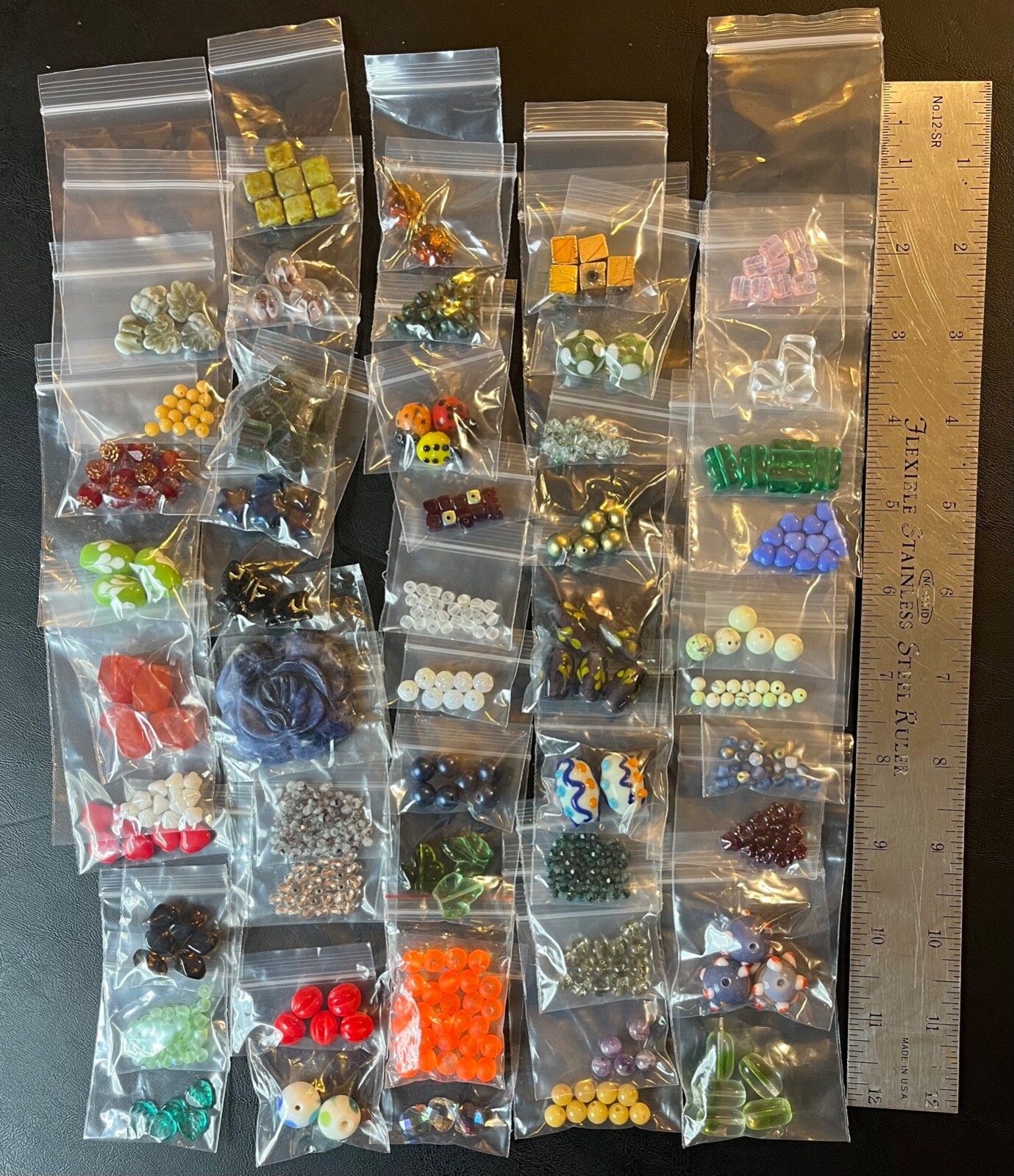 55 Bag Mixed Bead Lot Glass Stone Metal Charms Findings New NO PLASTIC!