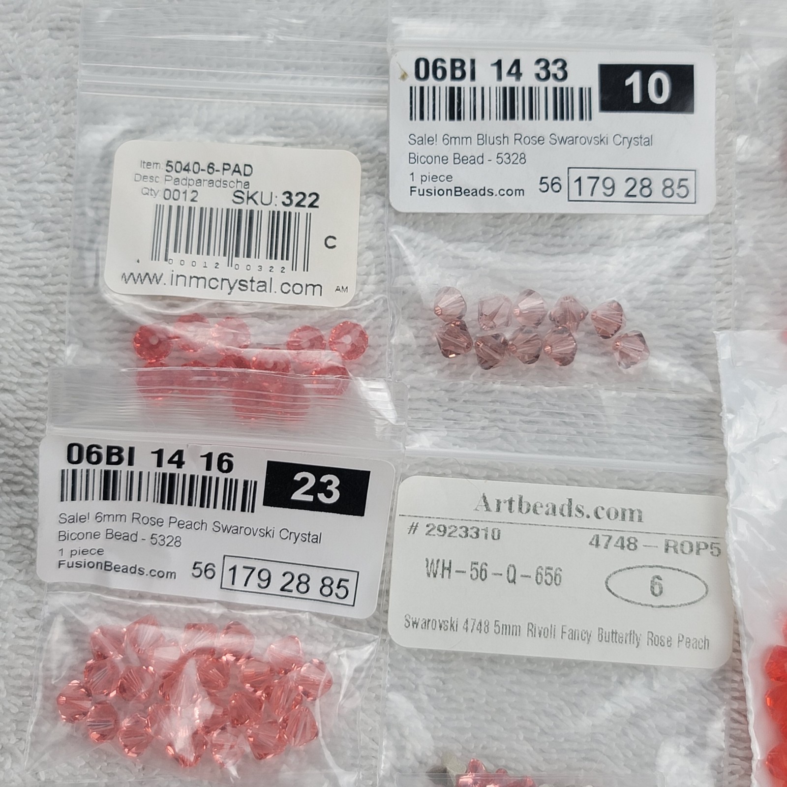 Swarovski Crystal Bead Pendant Lot Pink Red Peach Burgundy Mixed Qty