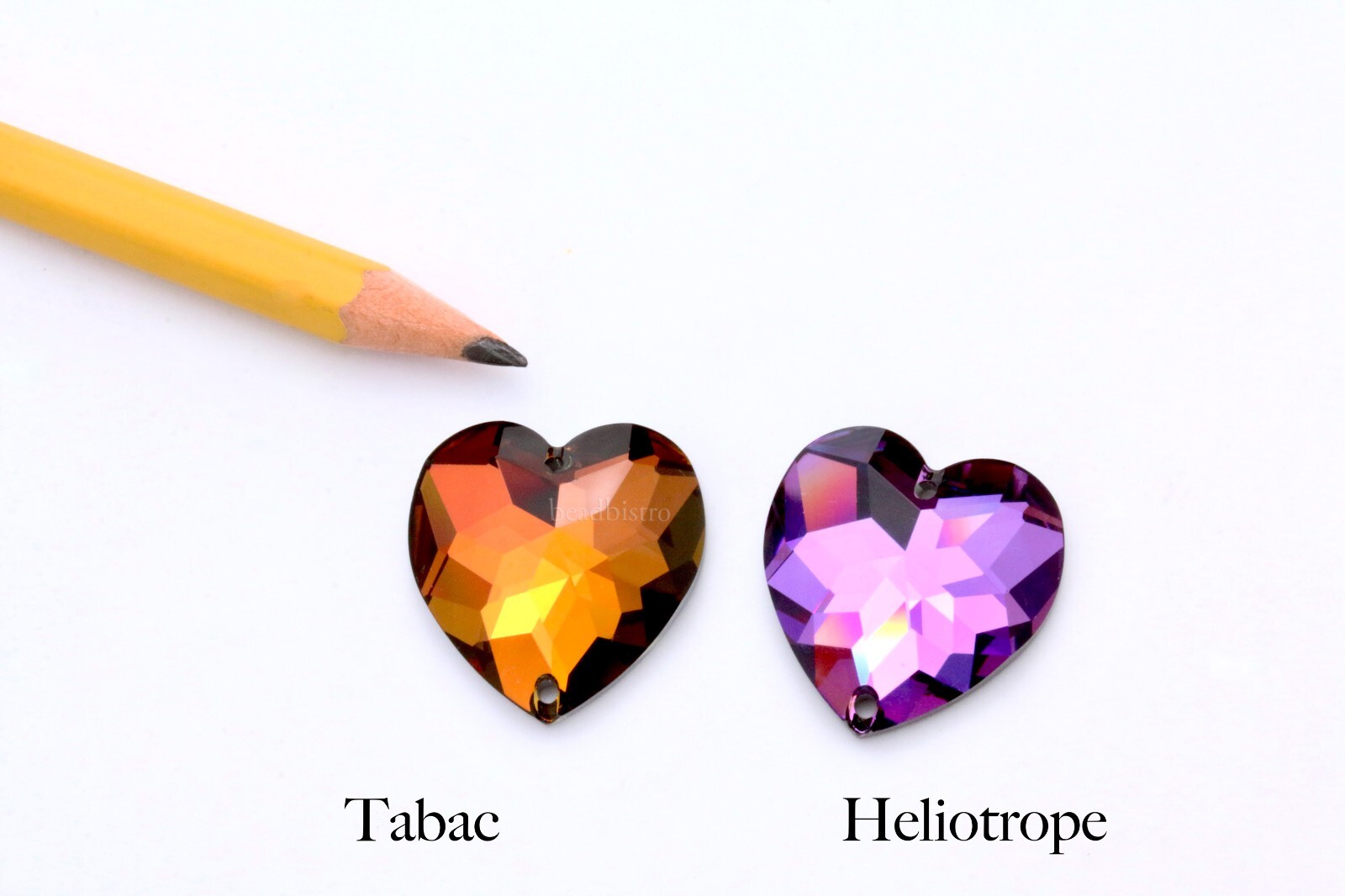 1 Piece, Swarovski Heart Flat-Back 2-hole sew-on, Heliotrope or Tabac 24mm #3285