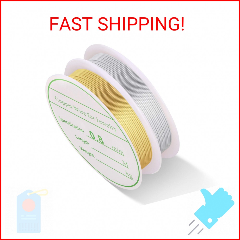 MIKIMIQI 2 Pack Jewelry Craft Wire – 20 Gauge Tarnish Resistant Copper Beading W