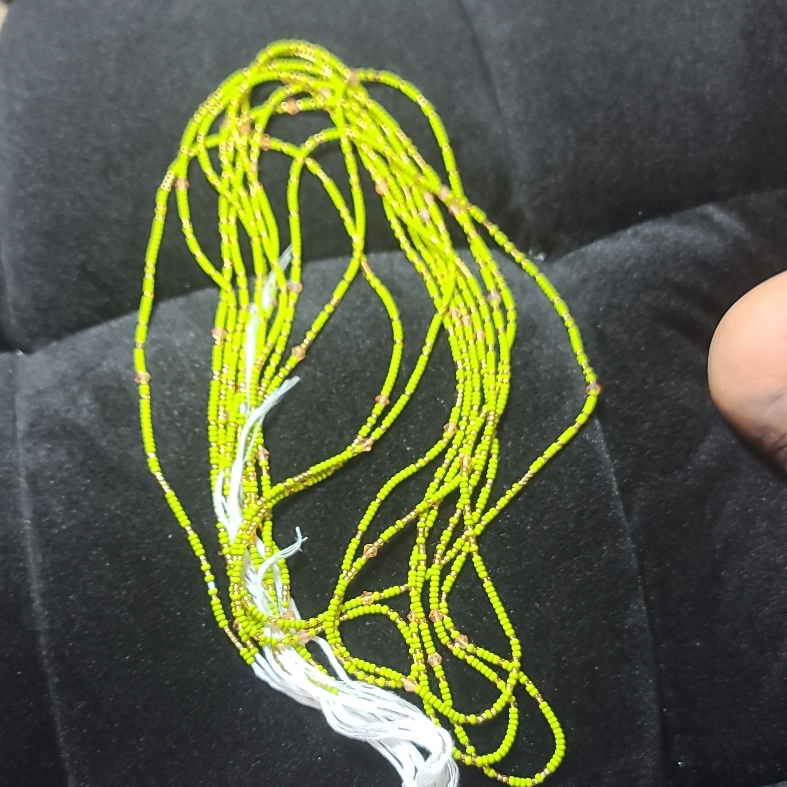 Green Glossy Rocaille Seed Bead Strands, 2-2.9mm Seed/Cylinder . 5 set