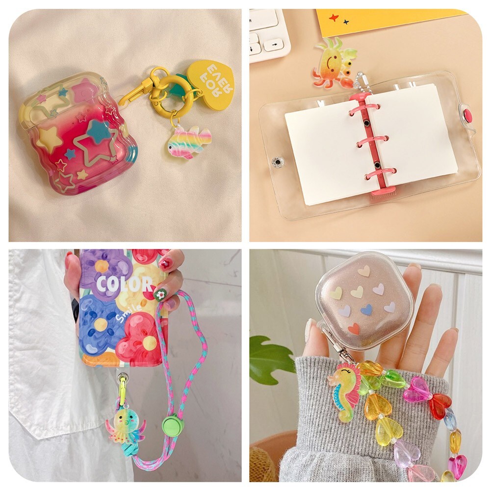 36x Glitter Powder Octopus Sea Horse Crab Ocean Theme Transparent Resin Pendants