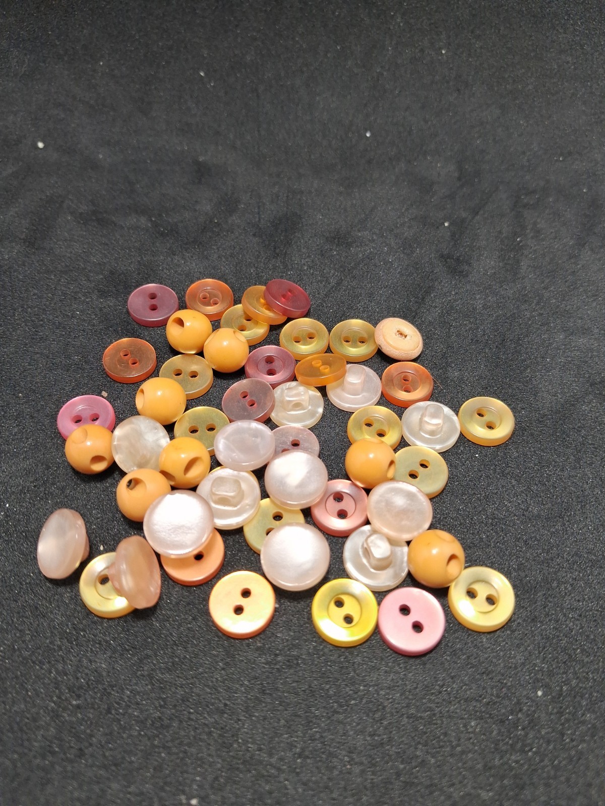 Mixed Grab Bag Craft Buttons & Beads Lot Earth Tones Translucent Round 2oz
