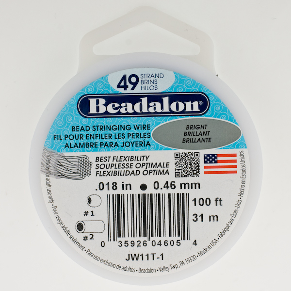 Beadalon 49 Strand .018, Beading Wire 30ft & 100ft Spools, Nylon Coated, 0.46mm