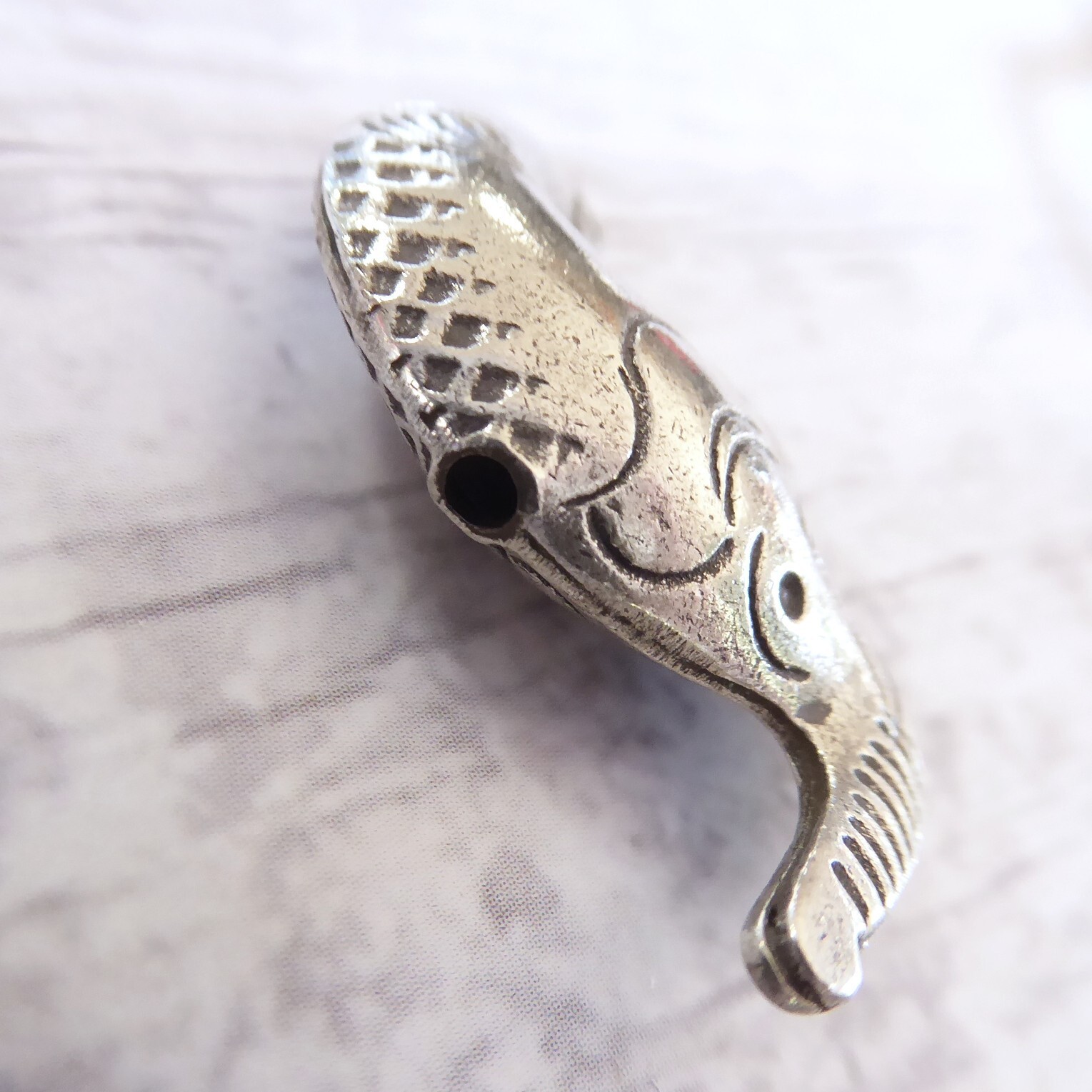 Karen Hill Tribe Fine Silver Two-Sided Handmade Elephant Beads, Lot of 4 Beads