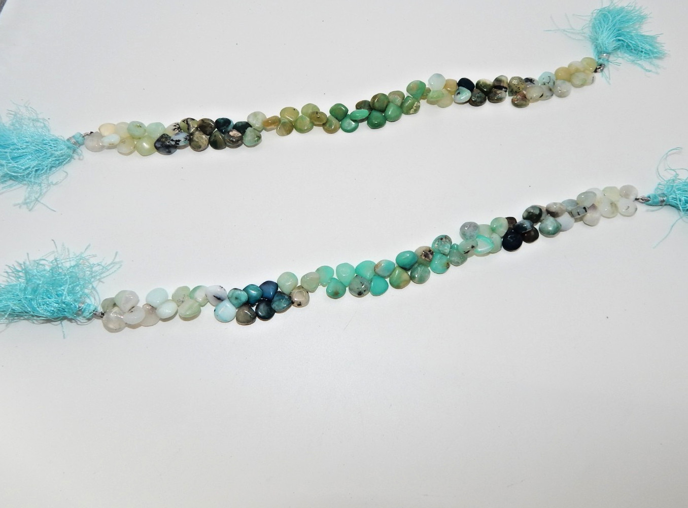 Peruvian opal 9mm x 9mm top-drilled teardrop beads(10 in strand)