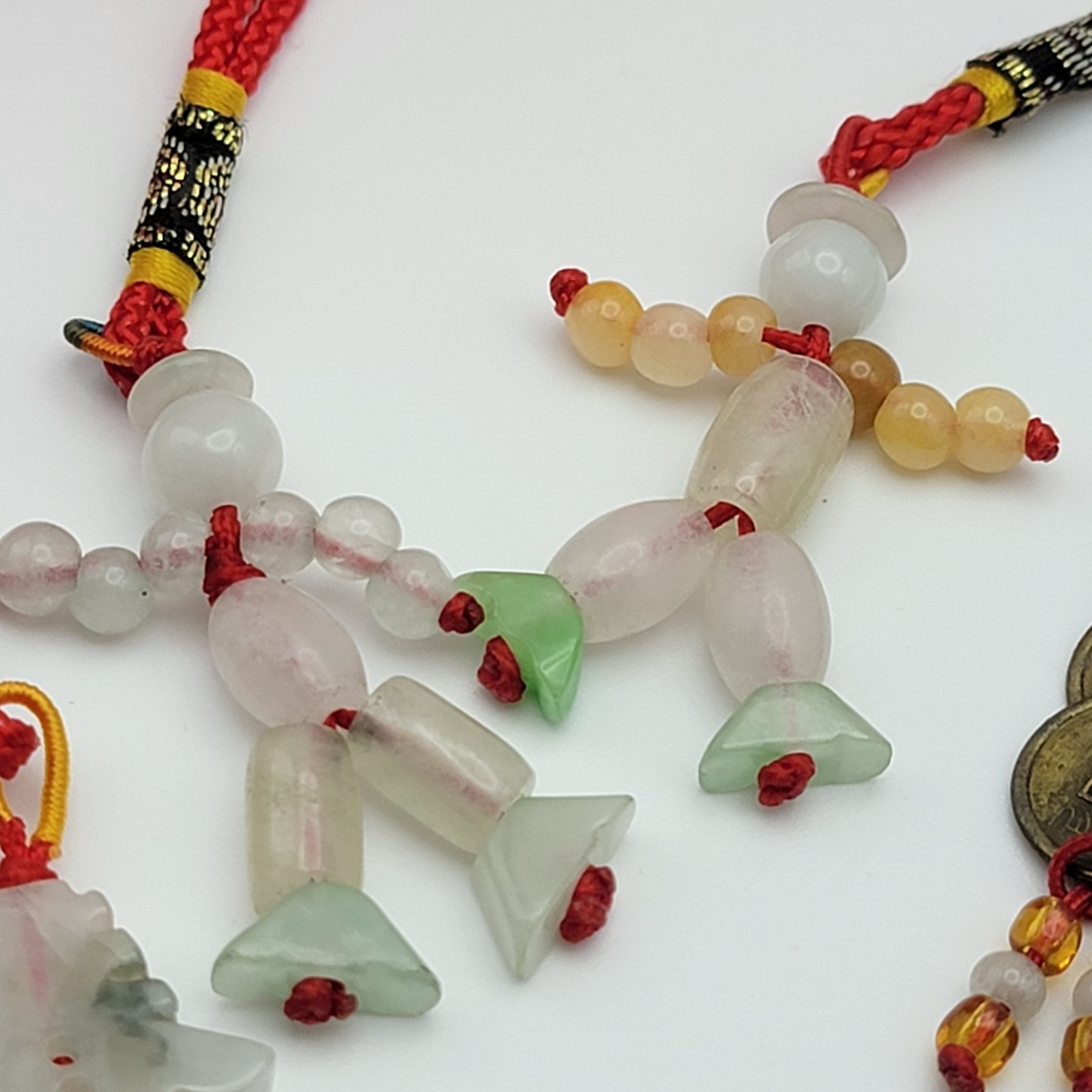 Chinese Lucky Charm Lot Of 7 Pieces Jade Agate Metal Mixed Materials Feng Shui