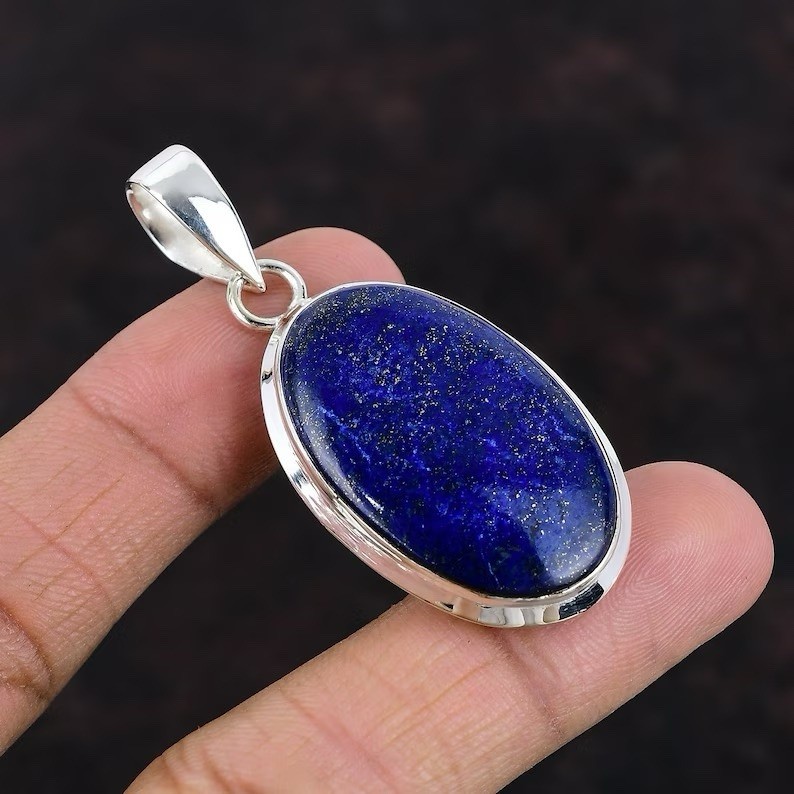 Lapis Lazuli Gemstone Pendant 925 Sterling Silver Handmade Jewelry Gift For Love
