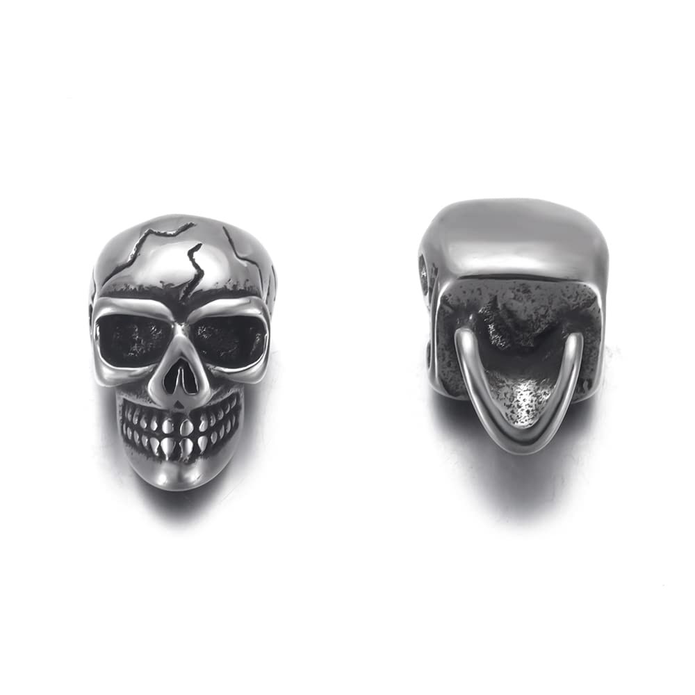 5 Pcs Stainless Steel Metal Skull Beads spacer beads for jewelry making (Styl…