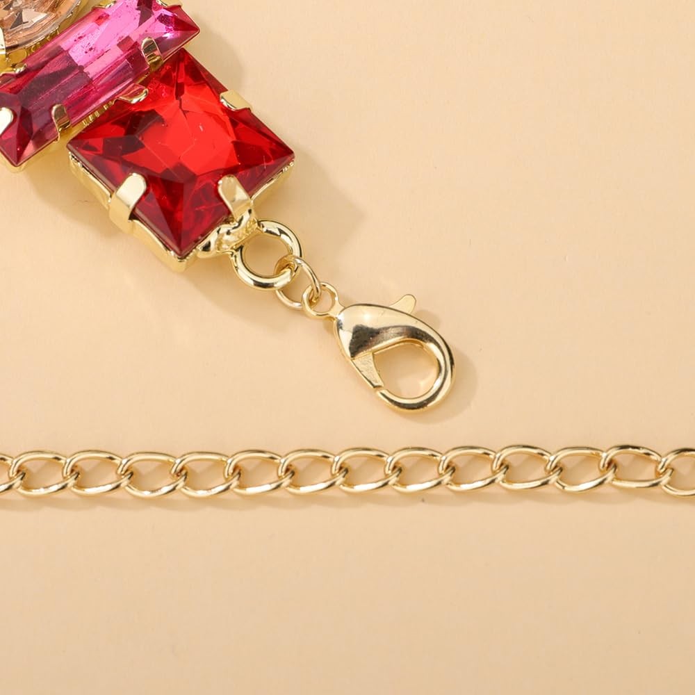 Boho Fashion Prom Shinny Colorful Rhinestones Chunky Choker Necklace Dainty Sexy