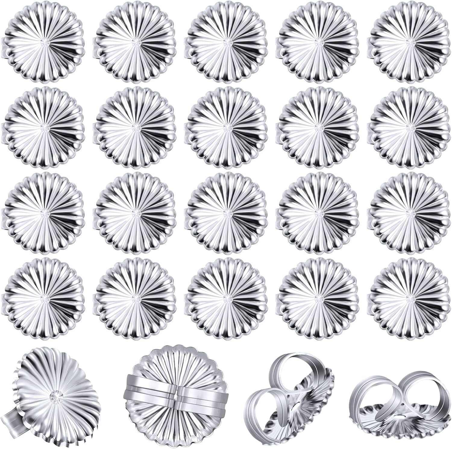 Highergo 30 Pieces Jumbo Earring Backs Secure Large Earring Backs Silver
