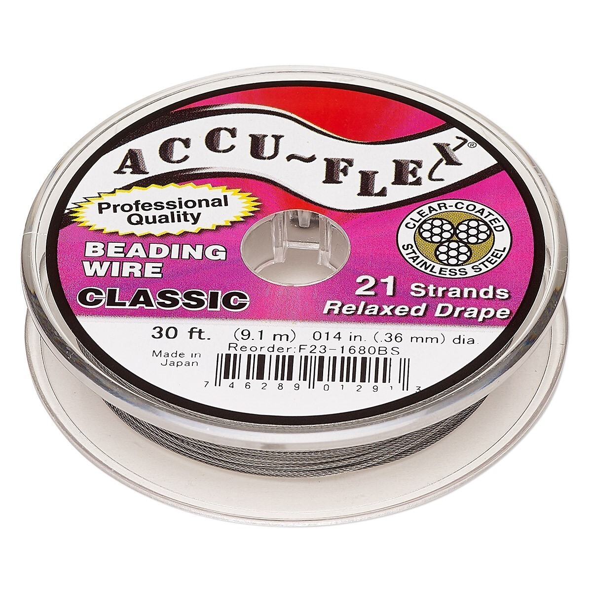 Beading Wire, 30 Foot Spool Accu-Flex 21 Strand Clear 0.014″ Diameter
