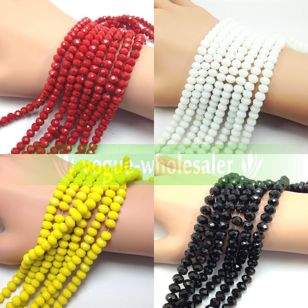 Lots Wholesale Rondelle Faceted Crystal Glass Loose Spacer Beads 3/4/6/8/10mm