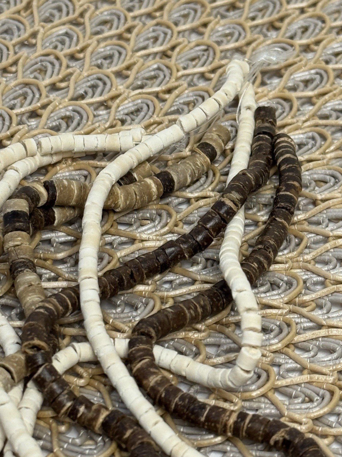 4 Strands Dark Brown Coconut Shell Heishi Plus Wood Beads 6mm Wood