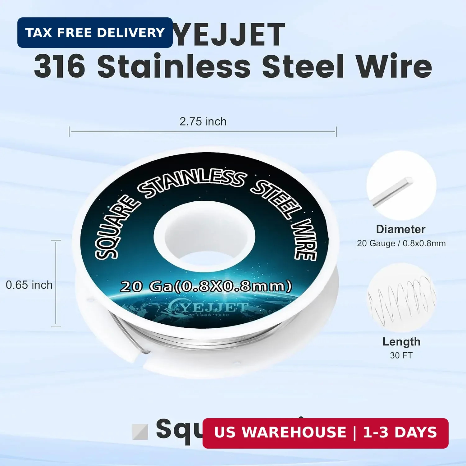 Square 316 Stainless Steel Wire 20ga – Crafting & Jewelry Making Wire – 30 Feet