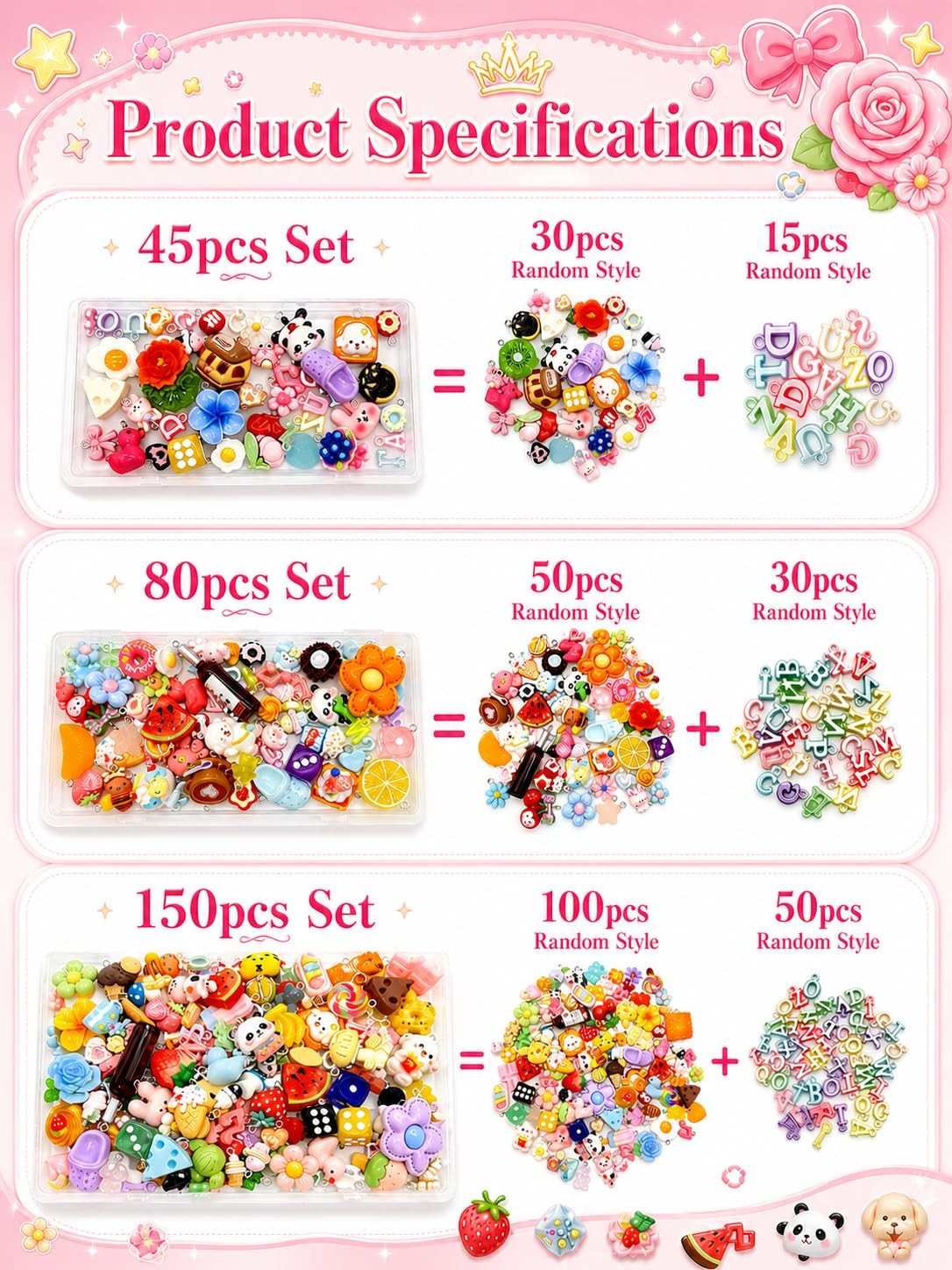 DIY Cute Resin Charms Mini Fruit Candy Animal Bracelet Keychain Jewelry Crafts