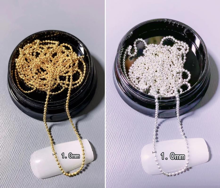 4 Strips Nail Chains for Nail Art 1 Meter Nail Art Metal Chain Ball Chain Nail