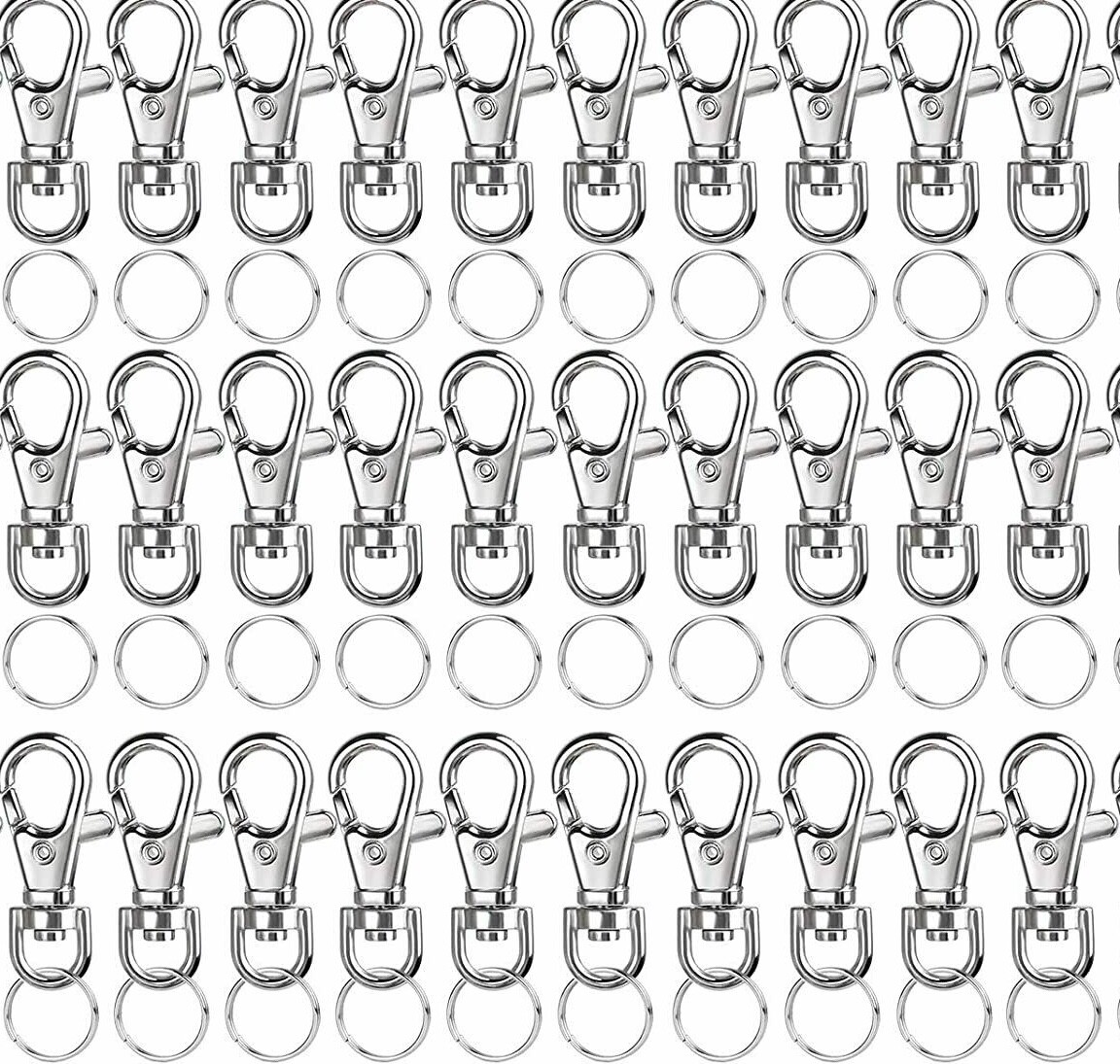 🎯🎯50-Pcs Metal Swivel Lanyard Snap Hook Lobster Claw Clasp and Keychain Rings