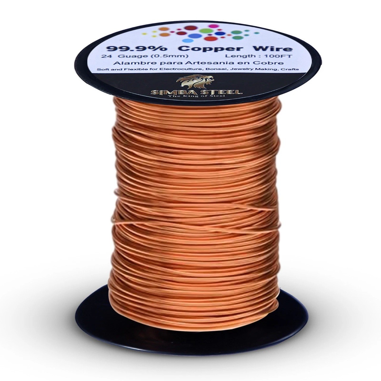 99.9% Pure Copper Wire 24 gauge x 100 FT (0.50mm x 30.5m) Jewelry, DIY, Craft