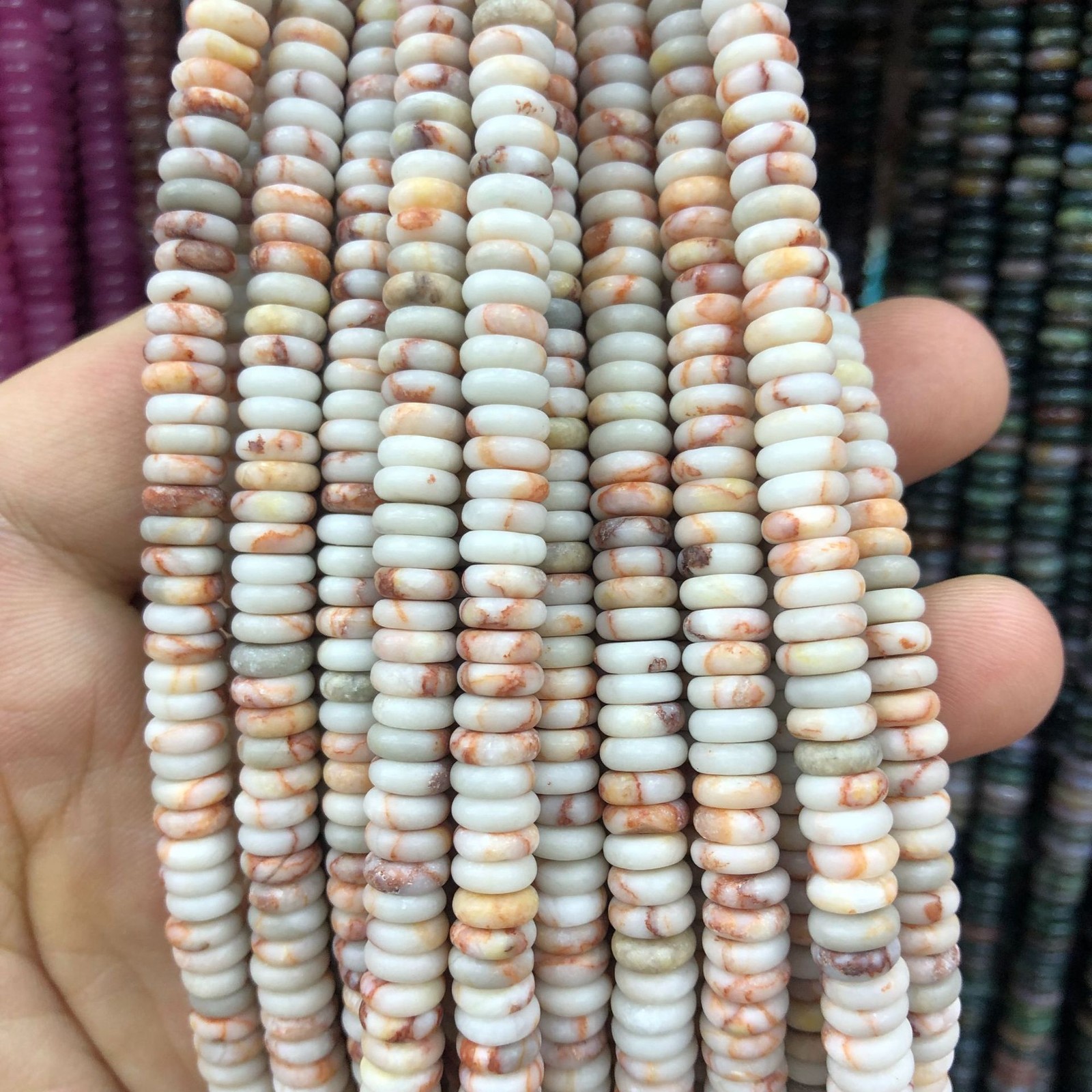 2x6mm Natural Red Spider Web Jasper Rondelle Heishi Spacer Beads for Jewelry DIY