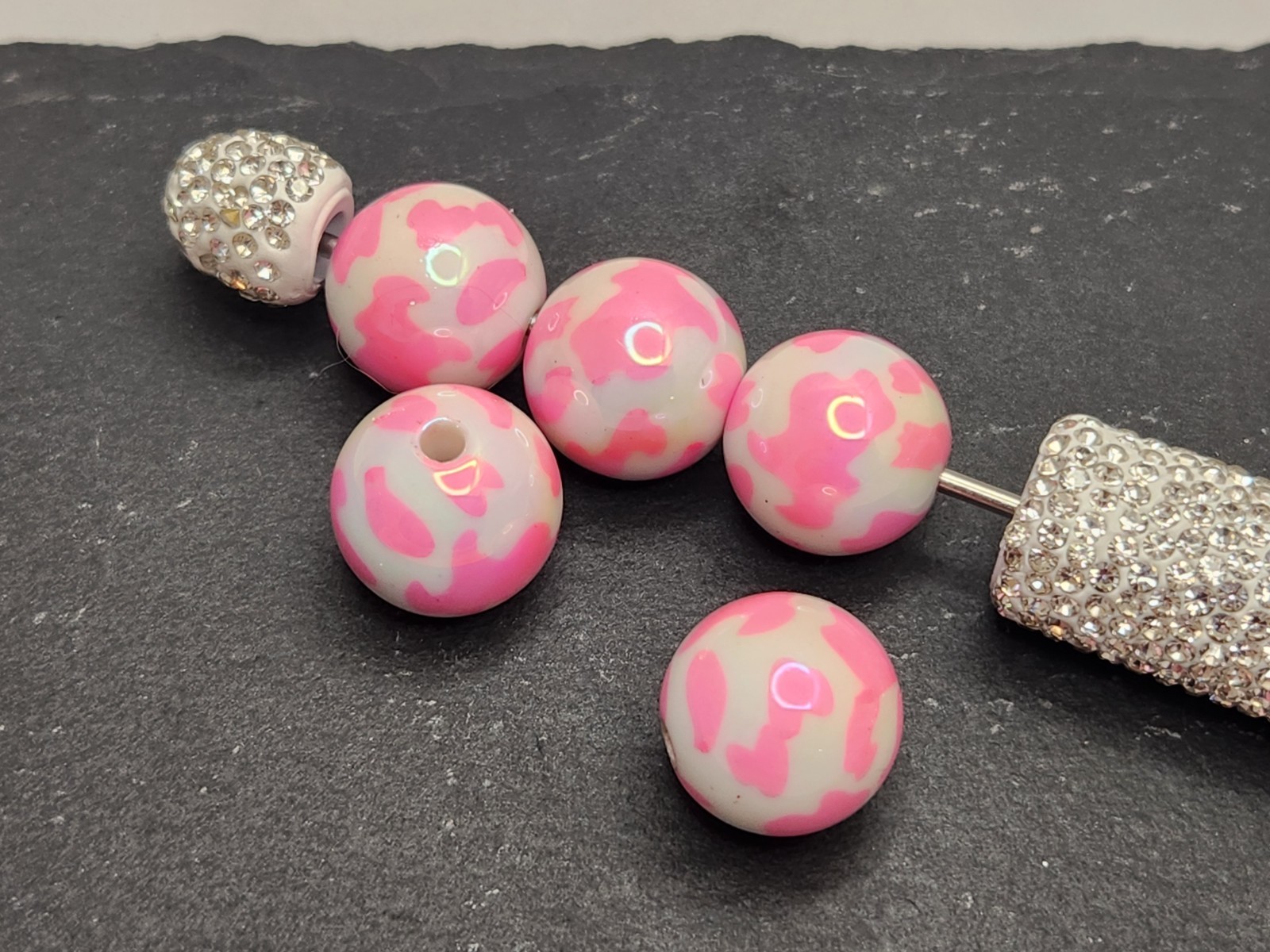 16mm Acrylic Beads – PRINTED ANIMAL DESIGNS – YOU PICK!! – Beadable DIY Pens