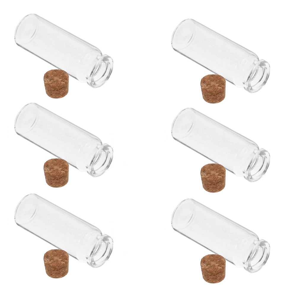 24 Pcs Mini Glass Bottles Clear with Stopper Powder Dispenser for Craft
